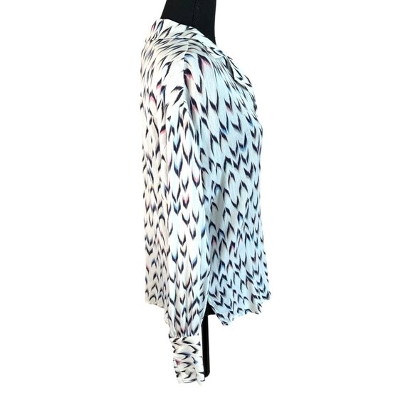 NWT FDJ Dolman Long Sleeve Crepe Aztec Print Viscose Button Shirt S Office Top - Picture 5 of 13